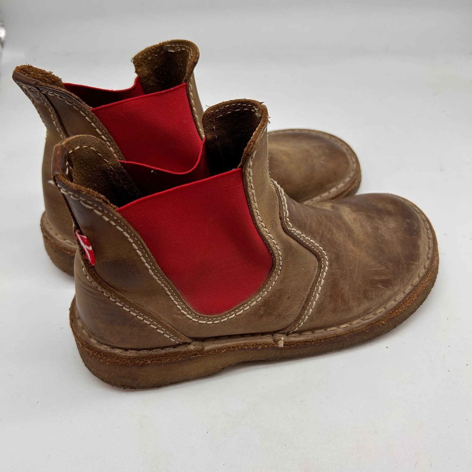Duckfeet Roskilde Brown Leather Red Elastic Chelsea Boots Eu 37 Crepe Sole — image 3 of 8